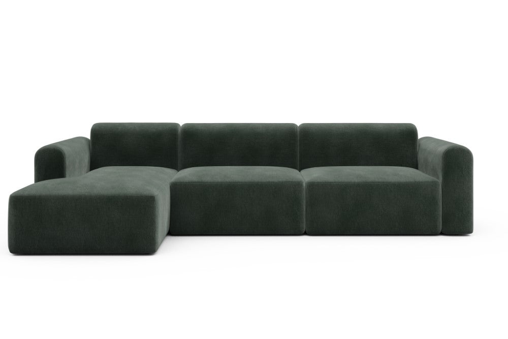 Rund Modular Sofa - Configurations 1 - D5L - 312 x 152 cm - Chaise + 3 Seater - 814 Smooth Laural Green