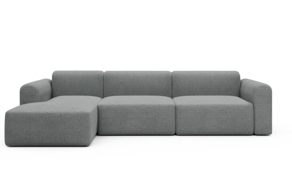 Rund Modular Sofa - Configurations 1 - D5L - 312 x 152 cm - Chaise + 3 Seater - 819 Aivi Gravel Grey