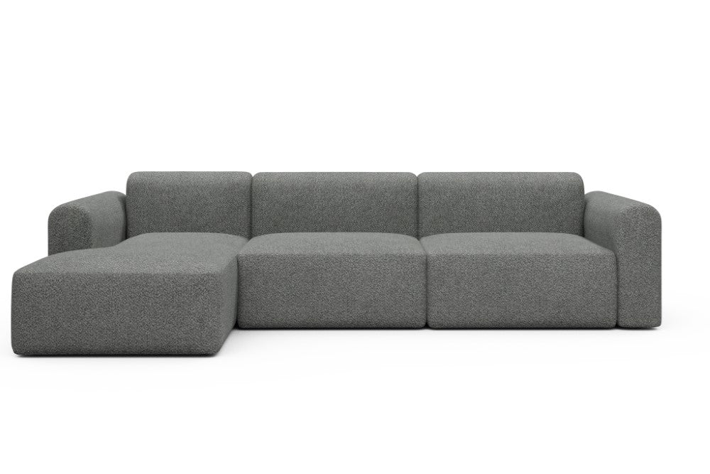 Rund Modular Sofa - Configurations 1 - D5L - 312 x 152 cm - Chaise + 3 Seater - 868 Vanora Warm Grey