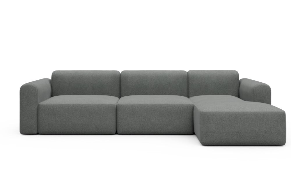 Rund Modular Sofa - Configurations 1 - D6L - 312 x 152 cm - 3 Seater + Chaise - 440 Satya Steel Grey