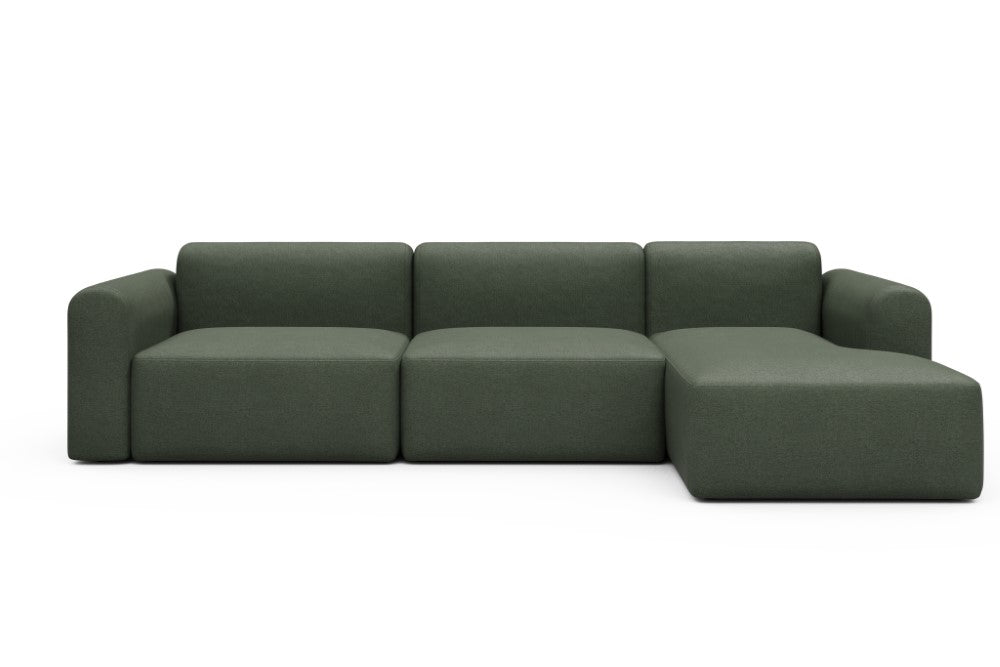 Rund Modular Sofa - Configurations 1 - D6L - 312 x 152 cm - 3 Seater + Chaise - 488 Denari Forest Green