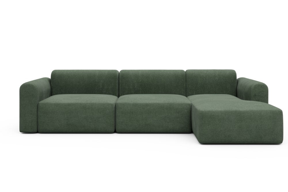 Rund Modular Sofa - Configurations 1 - D6L - 312 x 152 cm - 3 Seater + Chaise - 498 Casone Forest Green
