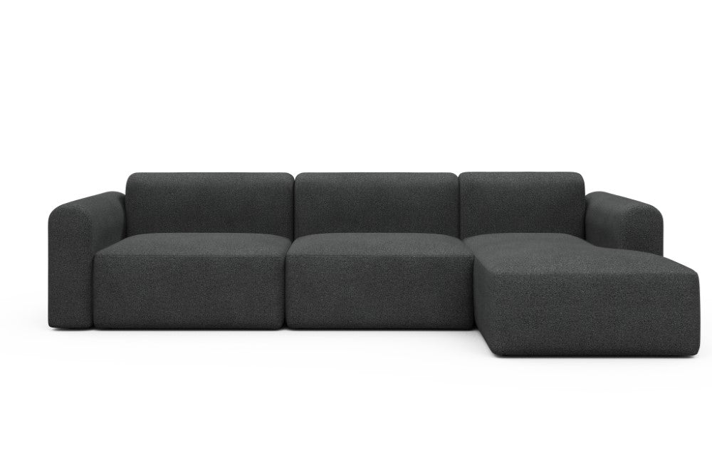 Rund Modular Sofa - Configurations 1 - D6L - 312 x 152 cm - 3 Seater + Chaise - 529 Bouclé Charcoal