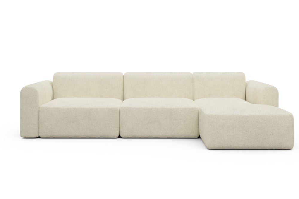 Rund Modular Sofa - Configurations 1 - D6L - 312 x 152 cm - 3 Seater + Chaise - 531 Bouclé Off White