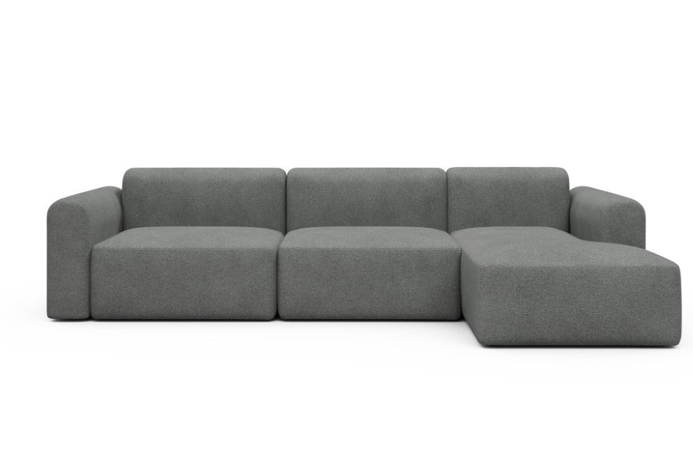 Rund Modular Sofa - Configurations 1 - D6L - 312 x 152 cm - 3 Seater + Chaise - 533 Bouclé Ash Grey