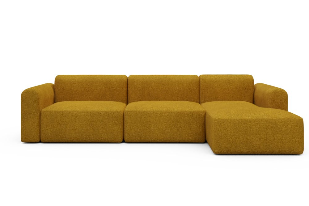Rund Modular Sofa - Configurations 1 - D6L - 312 x 152 cm - 3 Seater + Chaise - 536 Bouclé Ochre