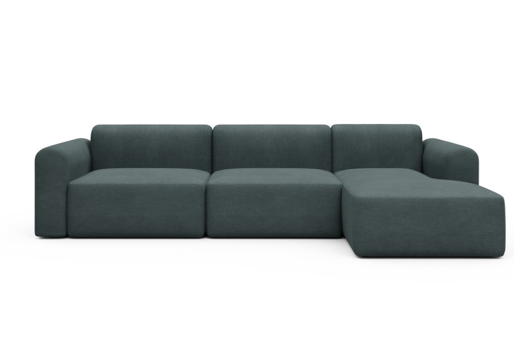 Rund Modular Sofa - Configurations 1 - D6L - 312 x 152 cm - 3 Seater + Chaise - 573 Vivus Dusty Blue