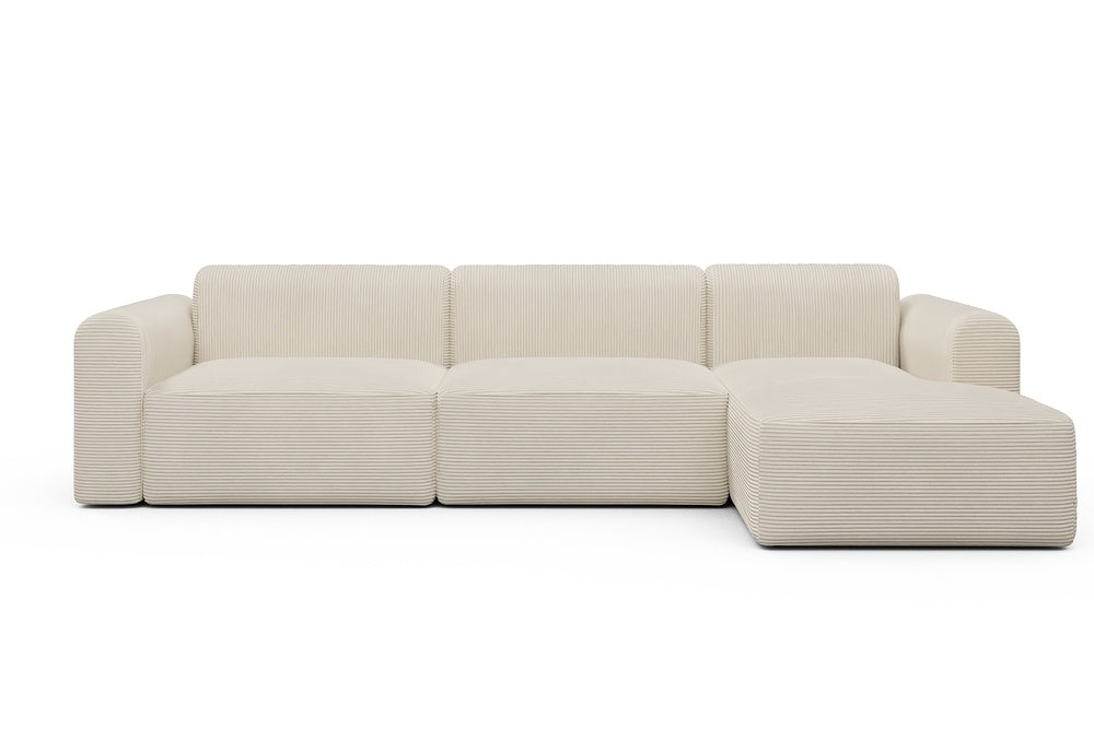 Rund Modular Sofa - Configurations 1 - D6L - 312 x 152 cm - 3 Seater + Chaise - 594 Corduroy Ivory