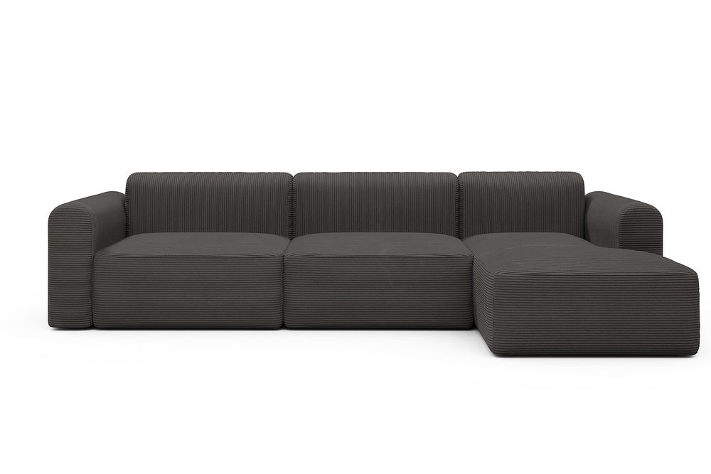 Rund Modular Sofa - Configurations 1 - D6L - 312 x 152 cm - 3 Seater + Chaise - 597 Corduroy Charcoal
