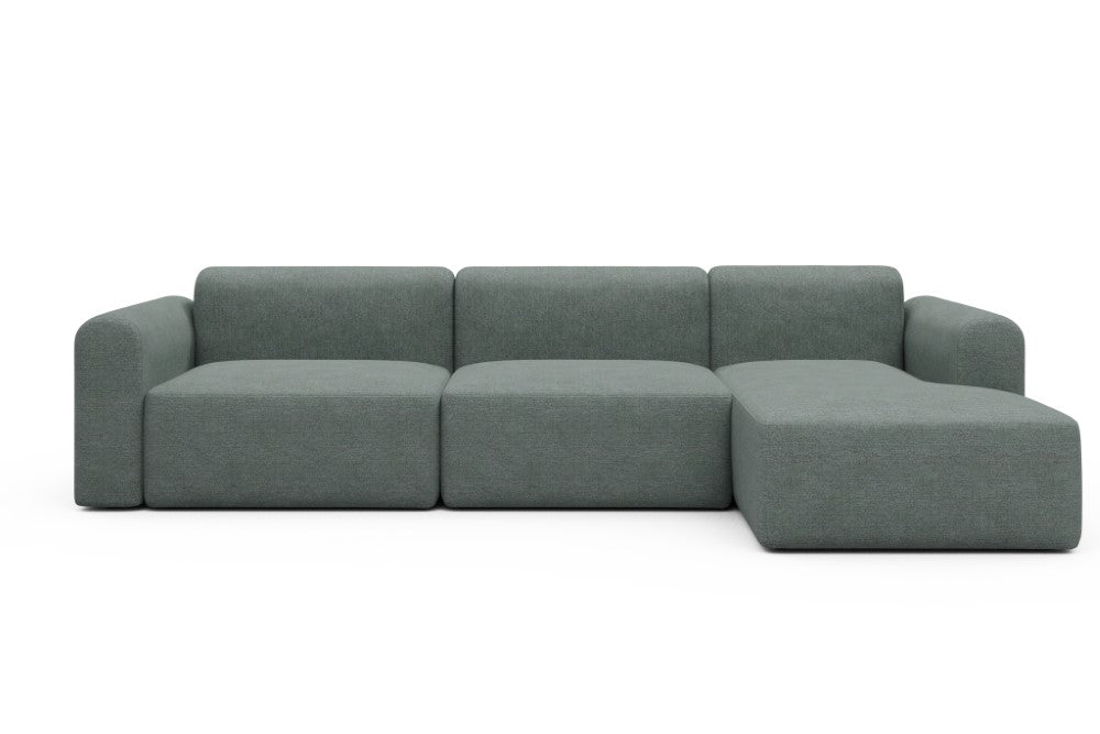 Rund Modular Sofa - Configurations 1 - D6L - 312 x 152 cm - 3 Seater + Chaise - 770 Carreno Cielo Blue