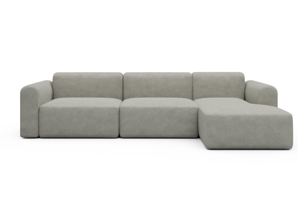 Rund Modular Sofa - Configurations 1 - D6L - 312 x 152 cm - 3 Seater + Chaise - 773 Carreno Moon Stone White