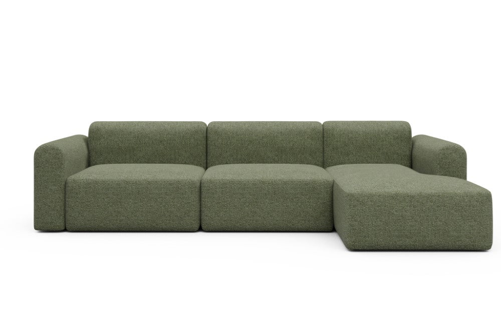 Rund Modular Sofa - Configurations 1 - D6L - 312 x 152 cm - 3 Seater + Chaise - 775 Carreno Vivid Green