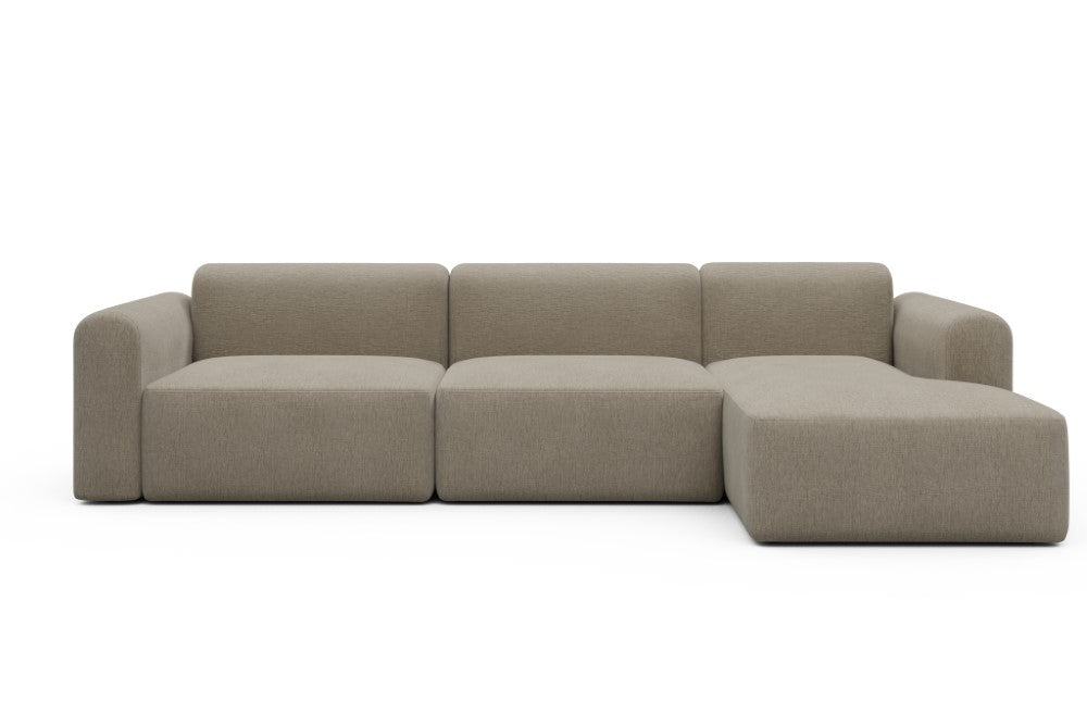 Rund Modular Sofa - Configurations 1 - D6L - 312 x 152 cm - 3 Seater + Chaise - 810 Smooth Smooth Beige