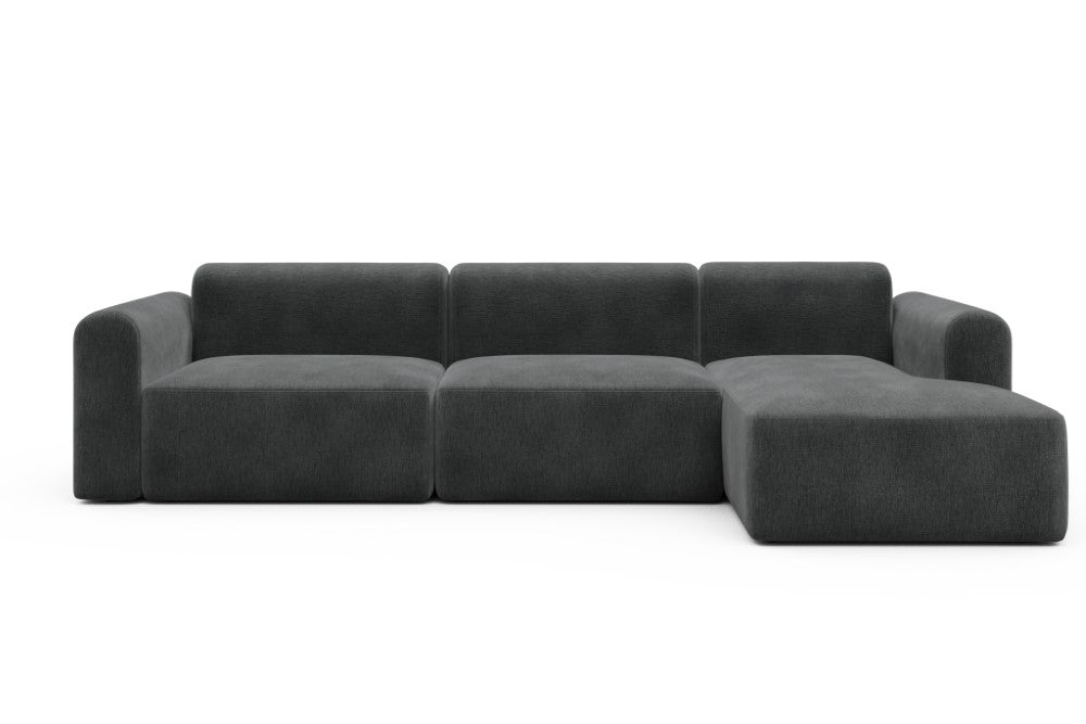 Rund Modular Sofa - Configurations 1 - D6L - 312 x 152 cm - 3 Seater + Chaise - 811 Smooth Deep Warm Grey