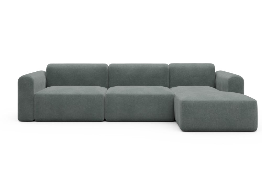 Rund Modular Sofa - Configurations 1 - D6L - 312 x 152 cm - 3 Seater + Chaise - 812 Smooth Smooth Silver Grey
