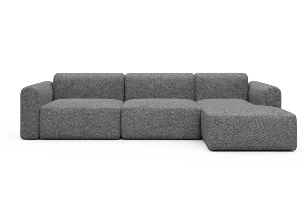 Rund Modular Sofa - Configurations 1 - D6L - 312 x 152 cm - 3 Seater + Chaise - 868 Vanora Warm Grey