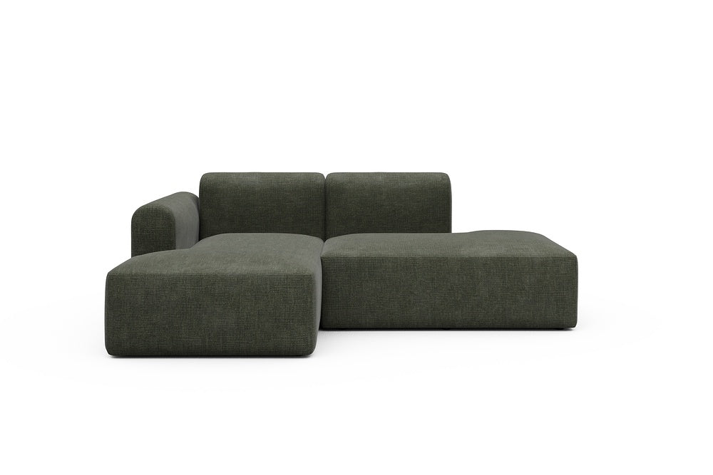 Rund Modular Sofa - Configurations 1 - E1L - 224 x 152 cm - Chaise + Open-End - 413 Esina Olive Green