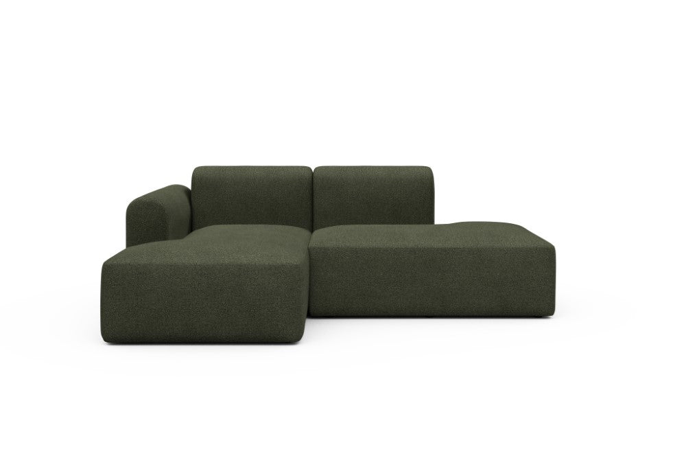 Rund Modular Sofa - Configurations 1 - E1L - 224 x 152 cm - Chaise + Open-End - 535 Bouclé Forest Green