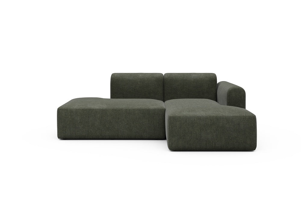 Rund Modular Sofa - Configurations 1 - E2L - 224 x 152 cm - Open-end + Chaise - 413 Esina Olive Green