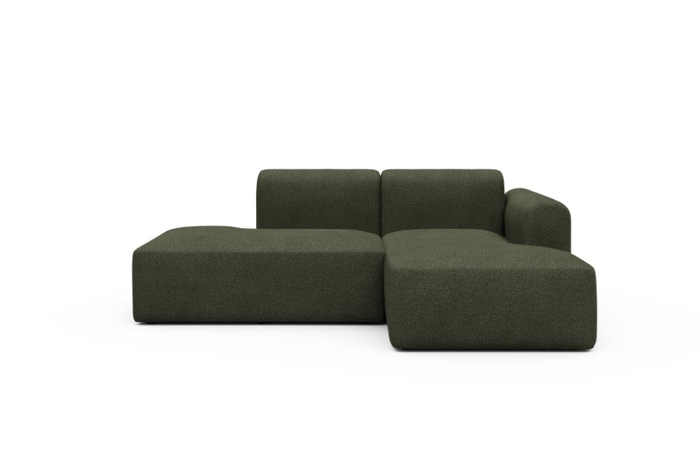 Rund Modular Sofa - Configurations 1 - E2L - 224 x 152 cm - Open-end + Chaise - 535 Bouclé Forest Green