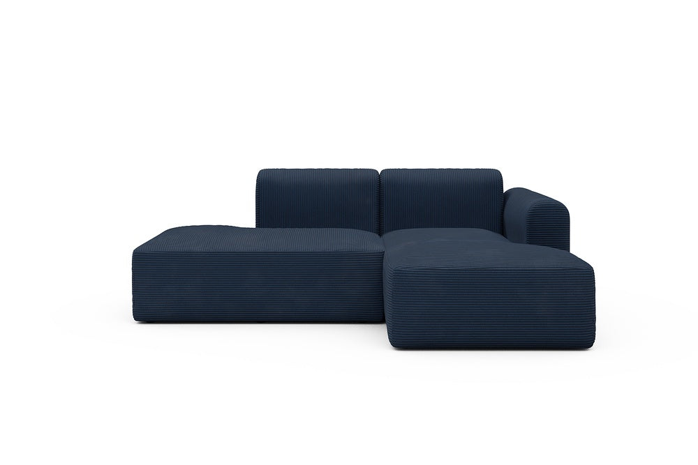 Rund Modular Sofa - Configurations 1 - E2L - 224 x 152 cm - Open-end + Chaise - 591 Corduroy Midnight-Blue