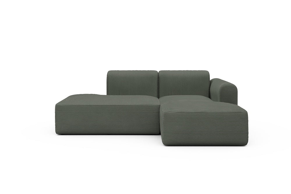 Rund Modular Sofa - Configurations 1 - E2L - 224 x 152 cm - Open-end + Chaise - 598 Corduroy Sage