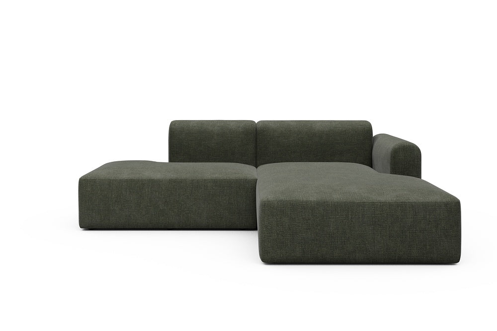 Rund Modular Sofa - Configurations 1 - E4L - 247 x 188 cm - Open-end + Chaise - 413 Esina Olive Green