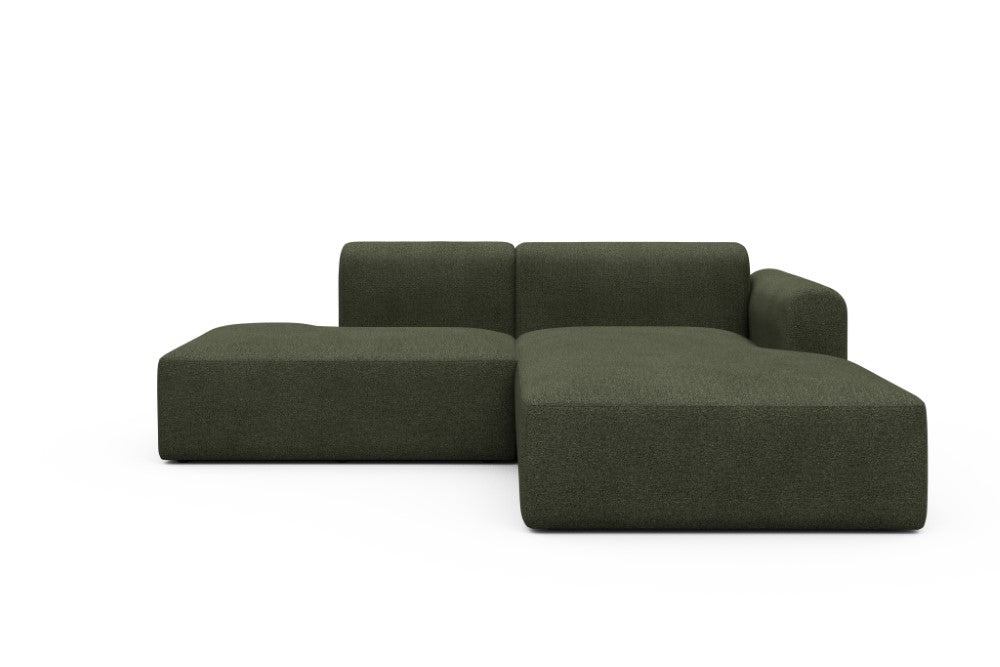 Rund Modular Sofa - Configurations 1 - E4L - 247 x 188 cm - Open-end + Chaise - 535 Bouclé Forest Green