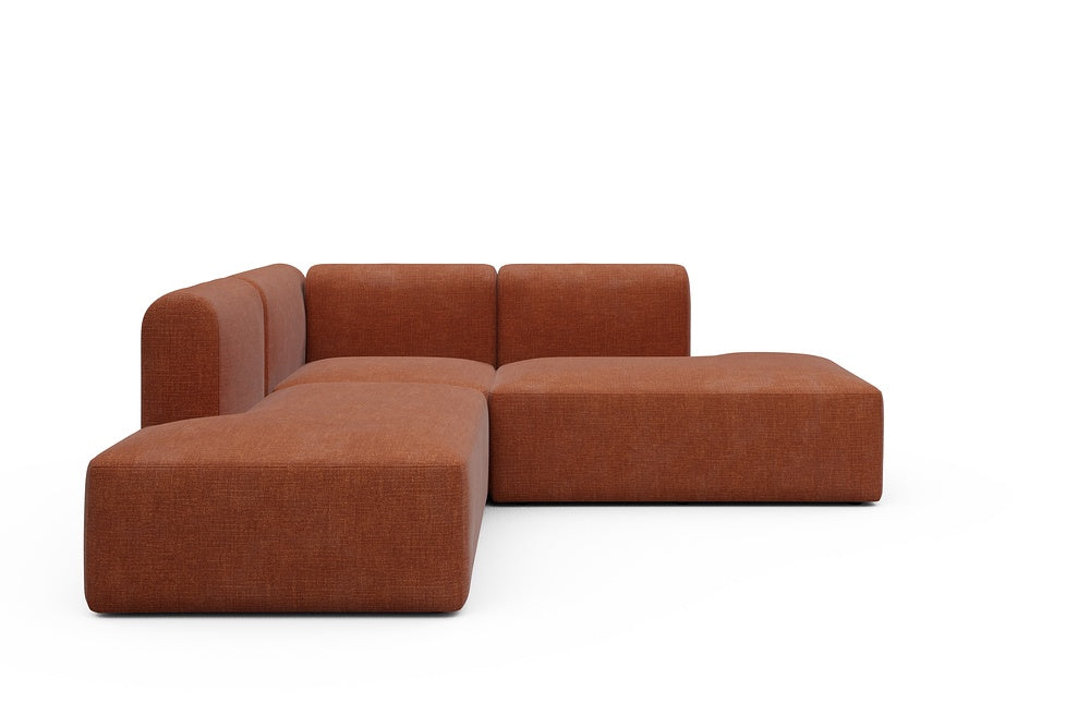 Rund Modular Sofa - Configurations 1 - F1H - 224 x 224 cm - Open-end + 1 Seater + Open-end - 412 Esina Rust Orange