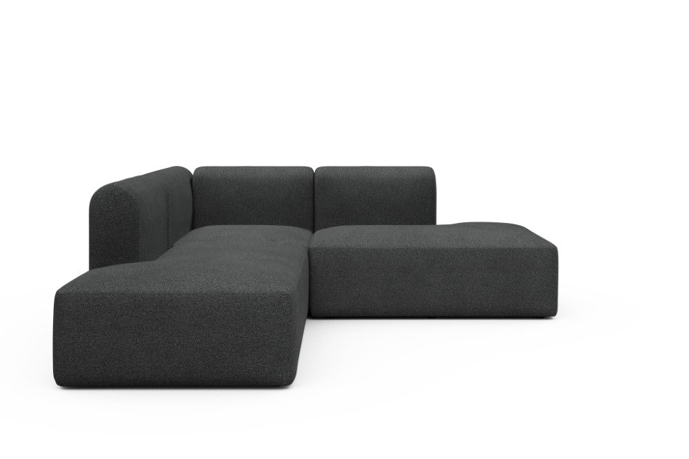 Rund Modular Sofa - Configurations 1 - F1H - 224 x 224 cm - Open-end + 1 Seater + Open-end - 529 Bouclé Charcoal