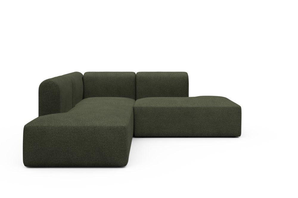 Rund Modular Sofa - Configurations 1 - F1H - 224 x 224 cm - Open-end + 1 Seater + Open-end - 535 Bouclé Forest Green