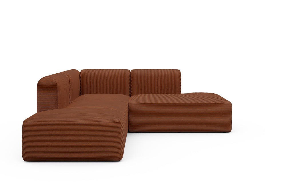 Rund Modular Sofa - Configurations 1 - F1H - 224 x 224 cm - Open-end + 1 Seater + Open-end - 595 Corduroy Burnt-Orange