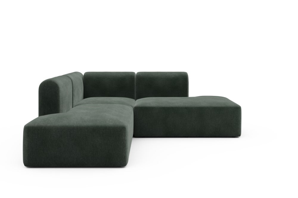 Rund Modular Sofa - Configurations 1 - F1H - 224 x 224 cm - Open-end + 1 Seater + Open-end - 814 Smooth Laural Green