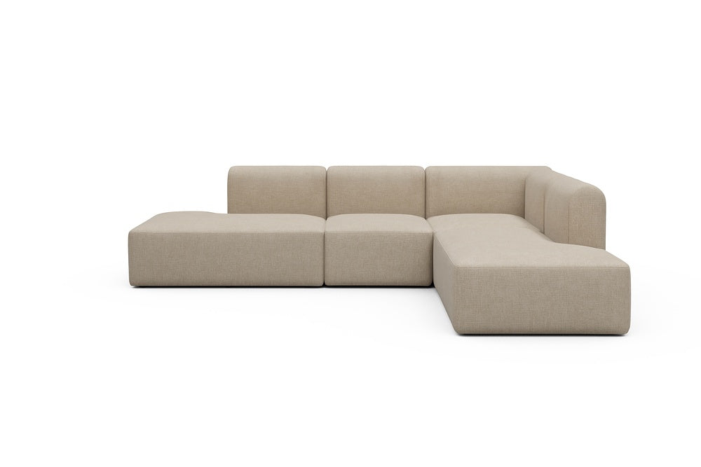 Rund Modular Sofa - Configurations 1 - F2H - 296 x 224 cm - Open-end + 2 Seater + Open-end - 410 Esina Almond Beige