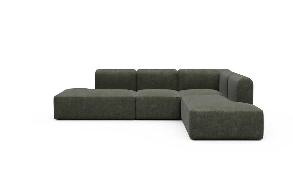 Rund Modular Sofa - Configurations 1 - F2H - 296 x 224 cm - Open-end + 2 Seater + Open-end - 413 Esina Olive Green