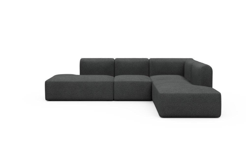 Rund Modular Sofa - Configurations 1 - F2H - 296 x 224 cm - Open-end + 2 Seater + Open-end - 529 Bouclé Charcoal