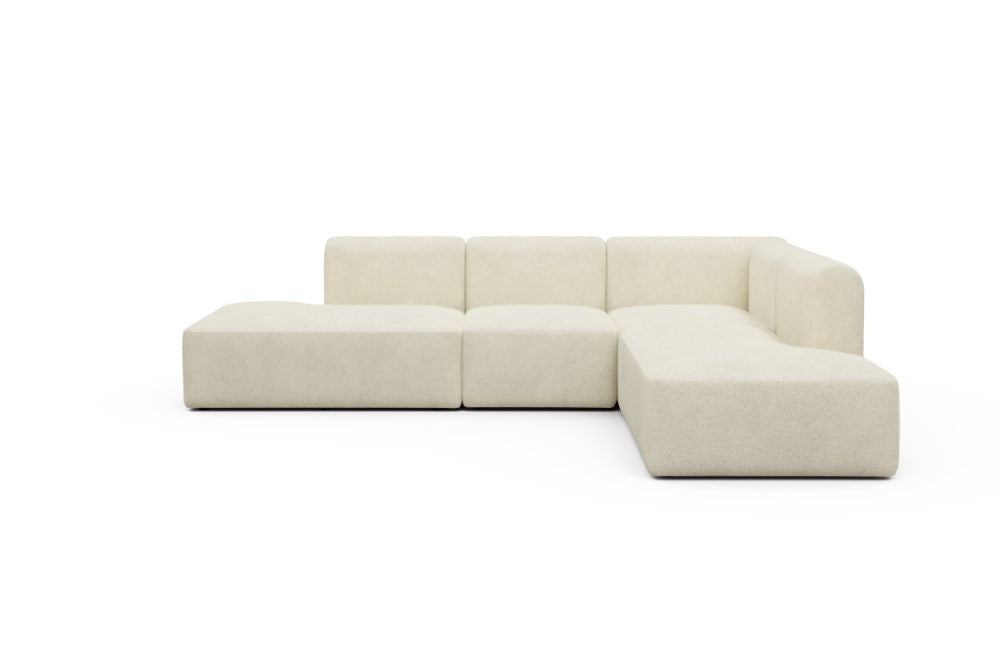 Rund Modular Sofa - Configurations 1 - F2H - 296 x 224 cm - Open-end + 2 Seater + Open-end - 531 Bouclé Off White