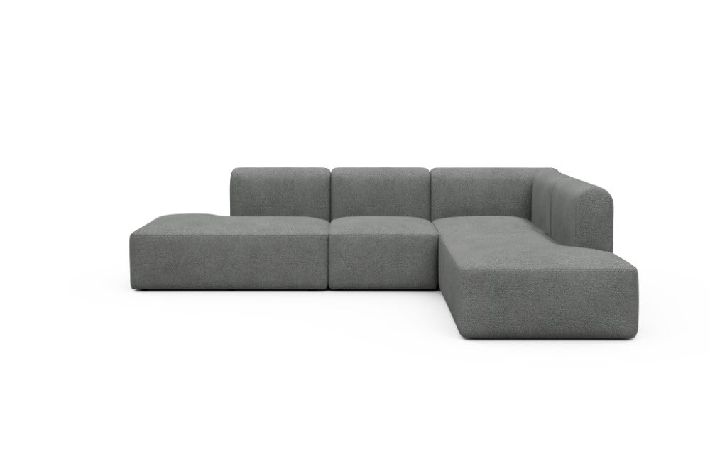 Rund Modular Sofa - Configurations 1 - F2H - 296 x 224 cm - Open-end + 2 Seater + Open-end - 533 Bouclé Ash Grey