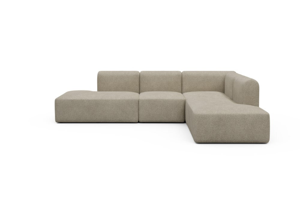 Rund Modular Sofa - Configurations 1 - F2H - 296 x 224 cm - Open-end + 2 Seater + Open-end - 539 Bouclé Beige