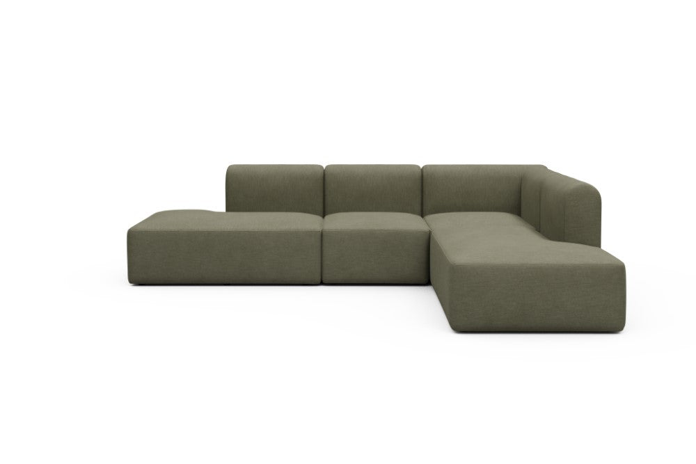 Rund Modular Sofa - Configurations 1 - F2H - 296 x 224 cm - Open-end + 2 Seater + Open-end - 575 Vivus Dusty Olive