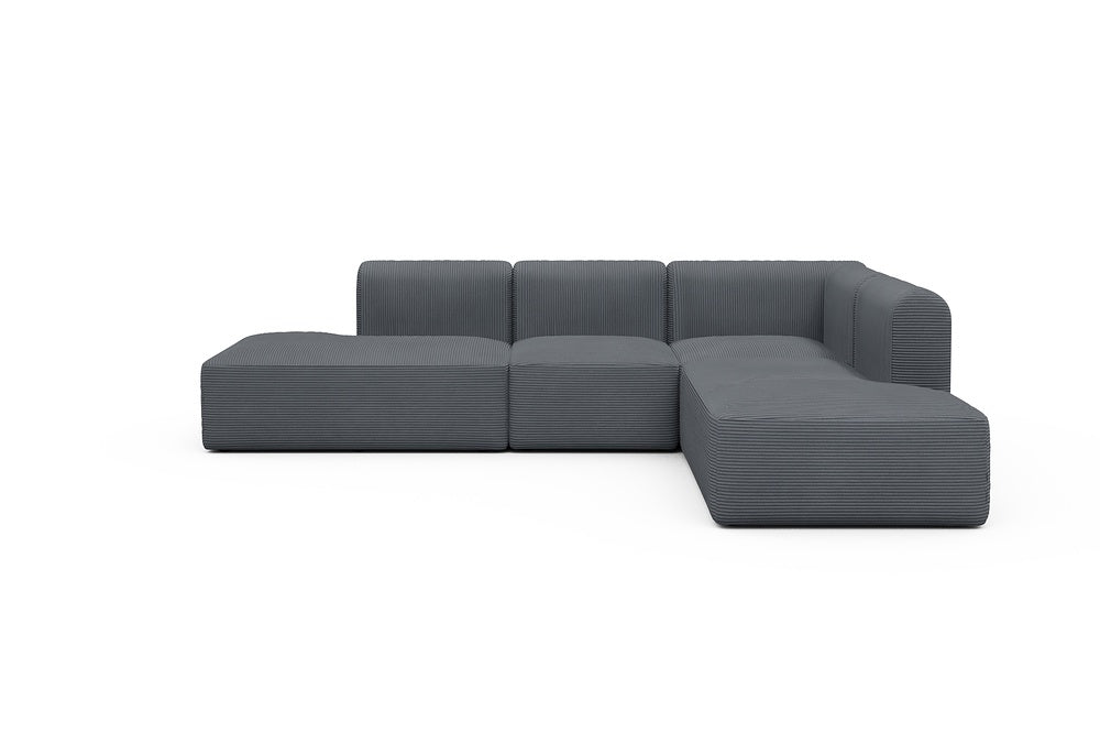Rund Modular Sofa - Configurations 1 - F2H - 296 x 224 cm - Open-end + 2 Seater + Open-end - 592 Corduroy Silvermist