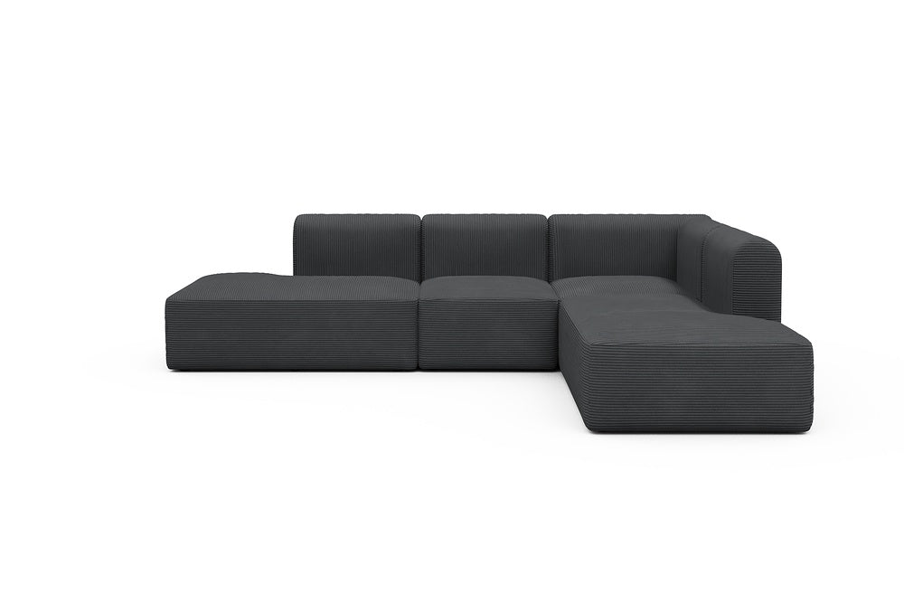 Rund Modular Sofa - Configurations 1 - F2H - 296 x 224 cm - Open-end + 2 Seater + Open-end - 593 Corduroy Graphite