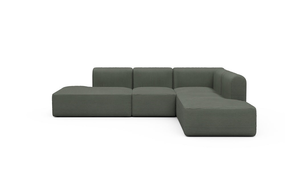Rund Modular Sofa - Configurations 1 - F2H - 296 x 224 cm - Open-end + 2 Seater + Open-end - 598 Corduroy Sage