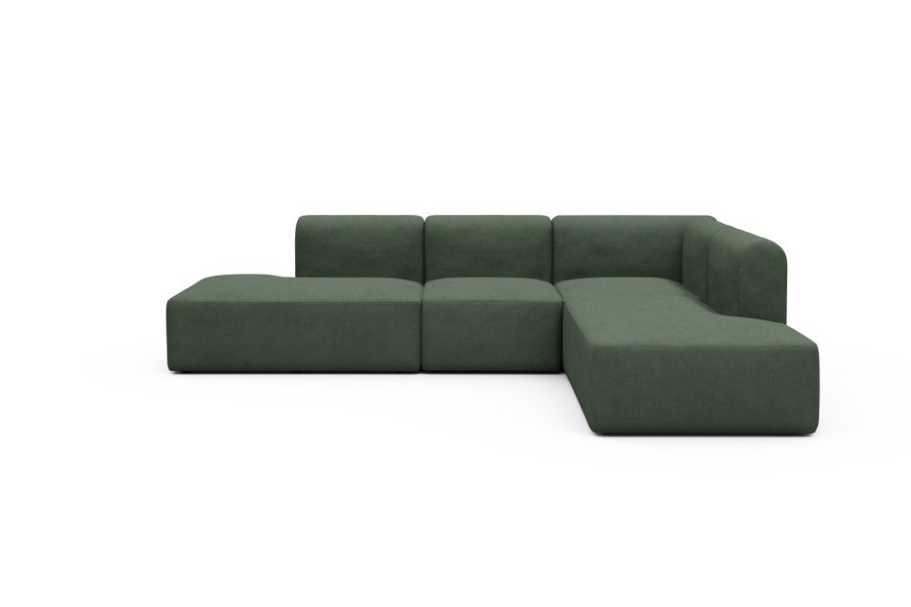 Rund Modular Sofa - Configurations 1 - F2H - 296 x 224 cm - Open-end + 2 Seater + Open-end - 769 Cura Saga Green