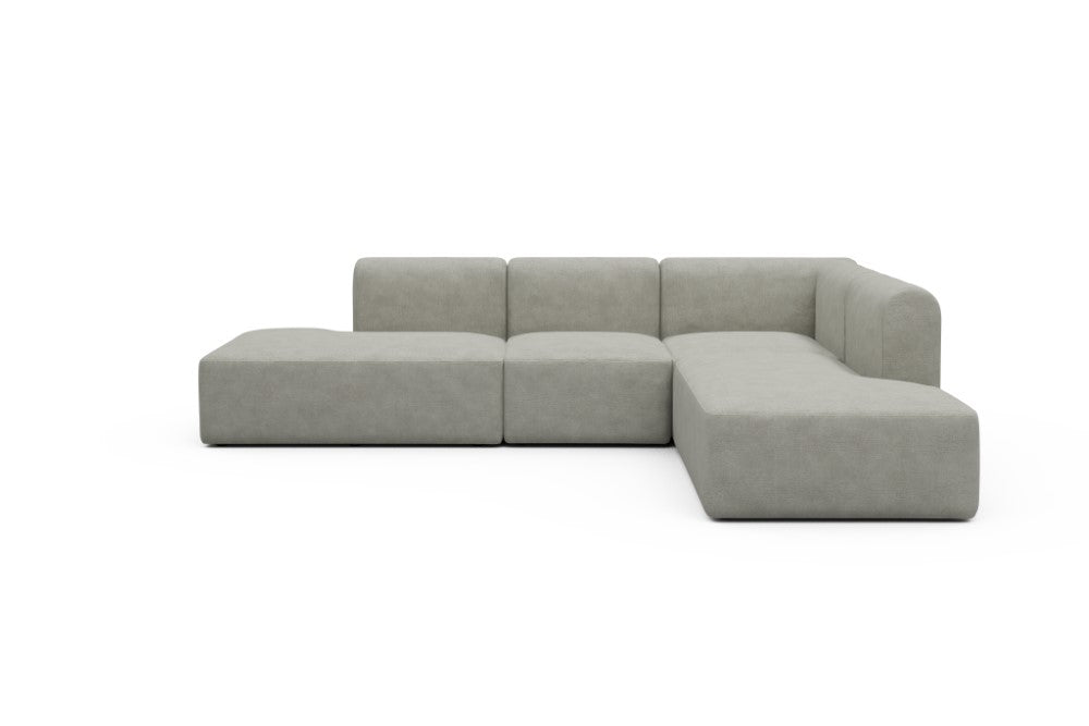 Rund Modular Sofa - Configurations 1 - F2H - 296 x 224 cm - Open-end + 2 Seater + Open-end - 773 Carreno Moon Stone White