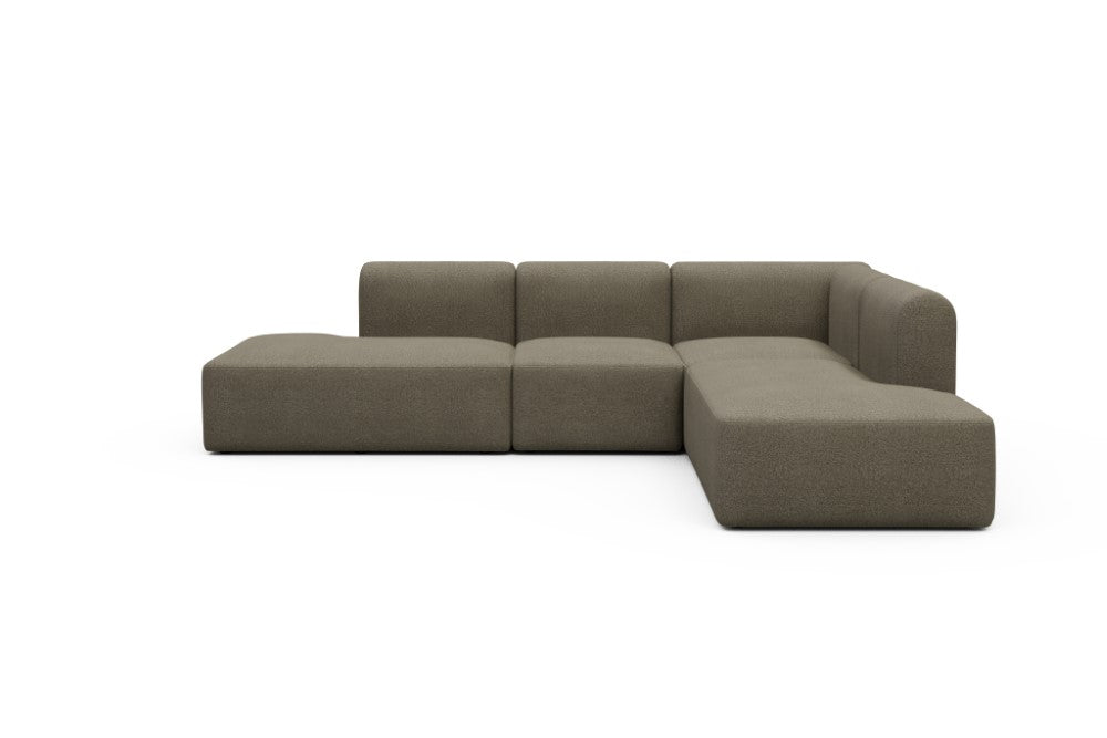 Rund Modular Sofa - Configurations 1 - F2H - 296 x 224 cm - Open-end + 2 Seater + Open-end - 850 Mahoga Caramel Grey