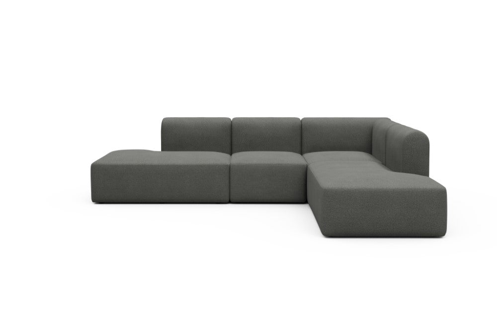 Rund Modular Sofa - Configurations 1 - F2H - 296 x 224 cm - Open-end + 2 Seater + Open-end - 852 Mahoga Seal Grey
