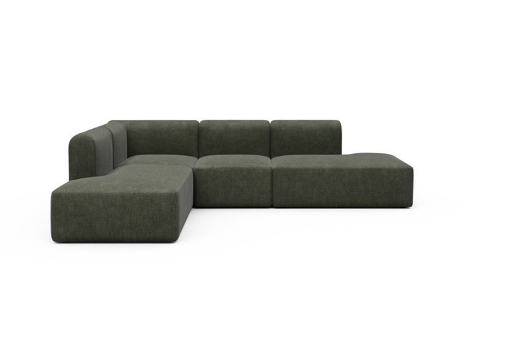 Rund Modular Sofa - Configurations 1 - F3H - 296 x 224 cm - Open-end + 2 Seater + Open-end - 413 Esina Olive Green
