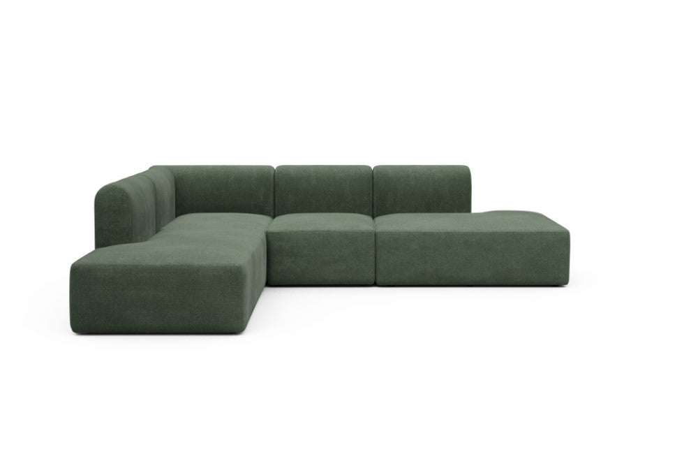 Rund Modular Sofa - Configurations 1 - F3H - 296 x 224 cm - Open-end + 2 Seater + Open-end - 498 Casone Forest Green