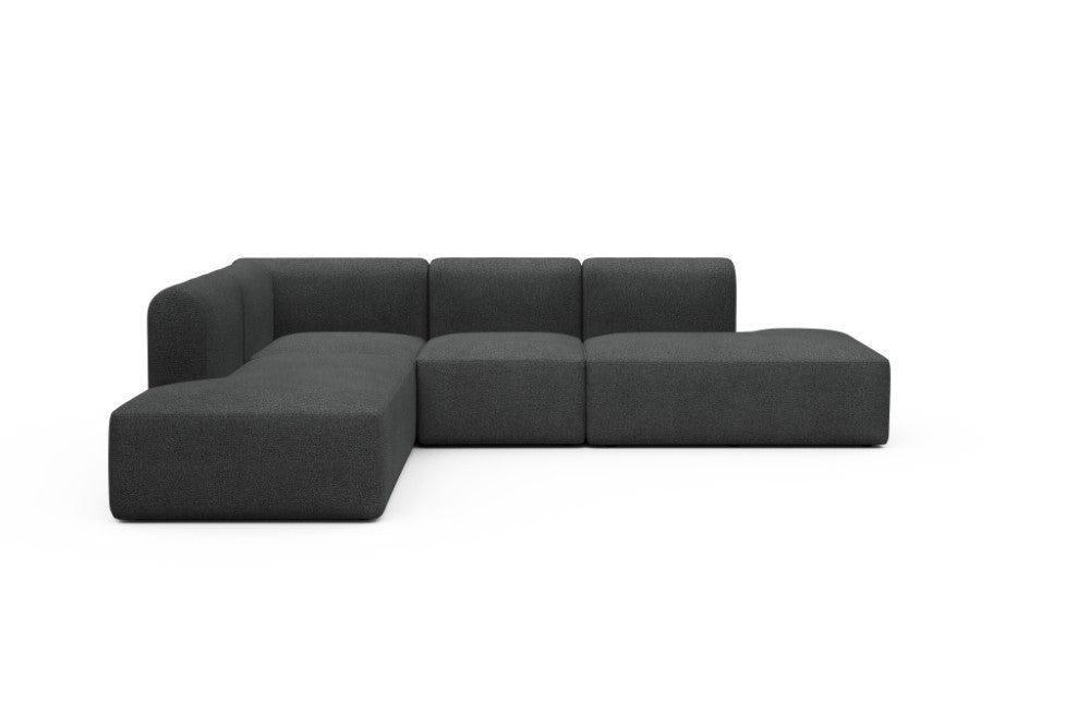 Rund Modular Sofa - Configurations 1 - F3H - 296 x 224 cm - Open-end + 2 Seater + Open-end - 529 Bouclé Charcoal